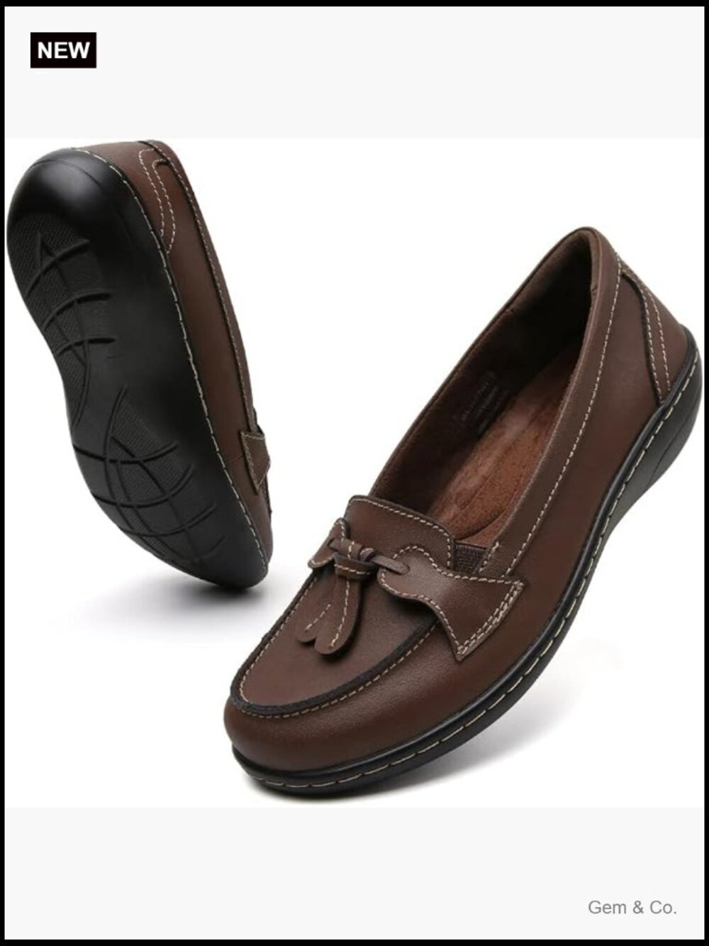 Genuine Leather Loafers Slip On Comfort Memory Foam Dress Shoes - Picture 1 of 7